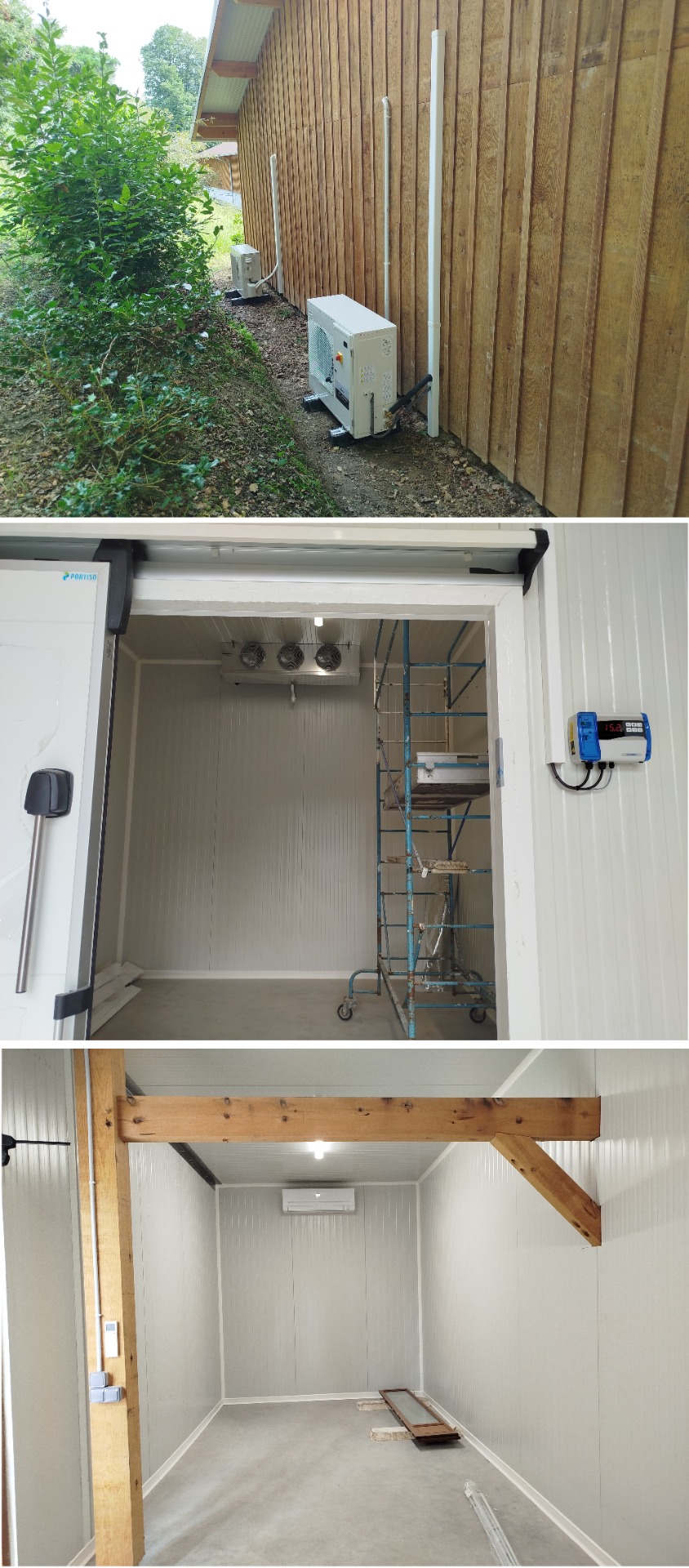 Installation de deux équipements pour une chambre froide et une chambre chaude.